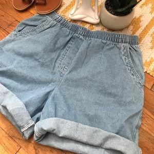 Vintage Paperbag Roll Cuff Denim Shorts